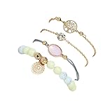 Branets - Set di braccialetti regolabili alla moda con ciondolo a cristallo, accessori per donne e ragazze (4 pezzi)