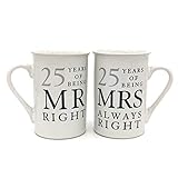 25 Regalo Di Anniversario Set di 2 Tazze Di Porcellana 'Mr Destro & Mrs Always Right'
