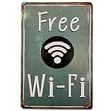 Targhe Decorativo Vintage WiFi | Targa da Parete in Metallo retrò [ WiFi ] per caffetteria, Bar, Ristorante, Casa e Cucina | 20 x 30 cm