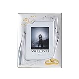 Valenti&Co - Cornice Portafoto in Argento cm 18x24. Ideale Come Regalo per Nozze d'oro - 50 Anni di Matrimonio o per Il Cinquantesimo di parenti, Nonni o Mamma...