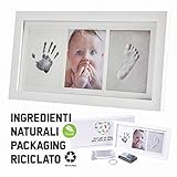 Cornice Impronte Neonato | Kit Impronta Manina e Piedino Con Stampo e Portafoto | Regalo Nascita Bimbo Battesimo | Eco-Friendly Baby Art Family Touch |...