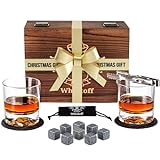 Bicchieri da Whiskey Ritorti Set da 2 – Set Regalo Pietre da Bourbon Whiskey – Pinze per Pietre da Scotch, Sottobicchieri, Pietre Raffreddanti & Bicchieri...